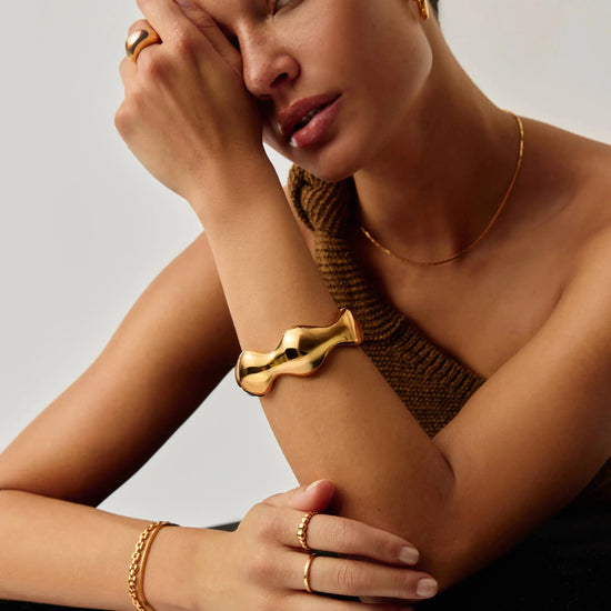 Eny Puffy Dome Statement Cuff Bracelet | 18ct Gold Plated Necklaces Missoma