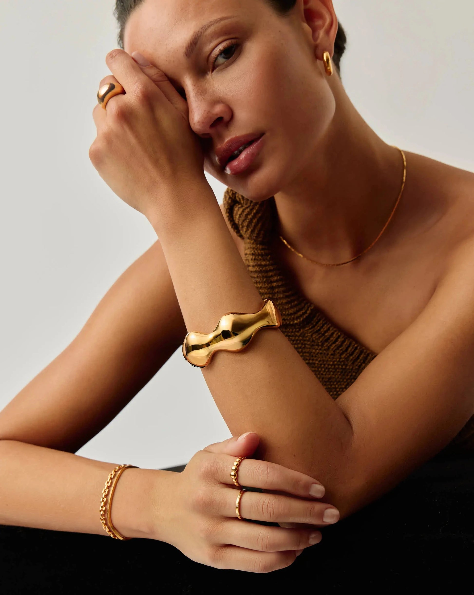 Eny Puffy Dome Statement Cuff Bracelet | 18ct Gold Plated Necklaces Missoma
