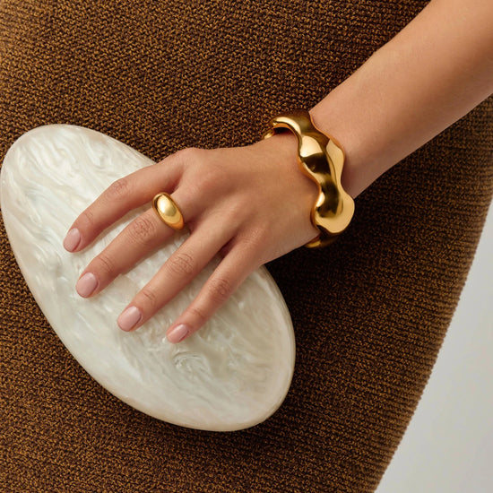 Eny Puffy Dome Statement Cuff Bracelet | 18ct Gold Plated Necklaces Missoma