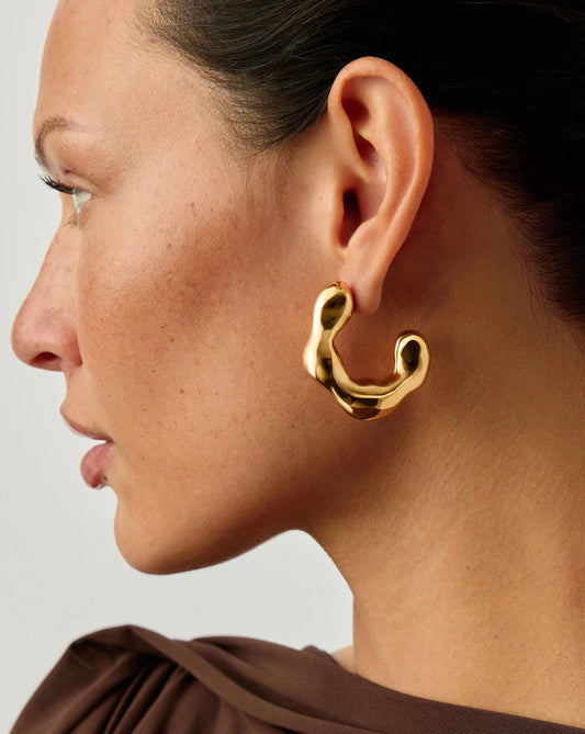 Eny Puffy Large Hoop Earrings | 18ct Gold Plated Earrings Missoma