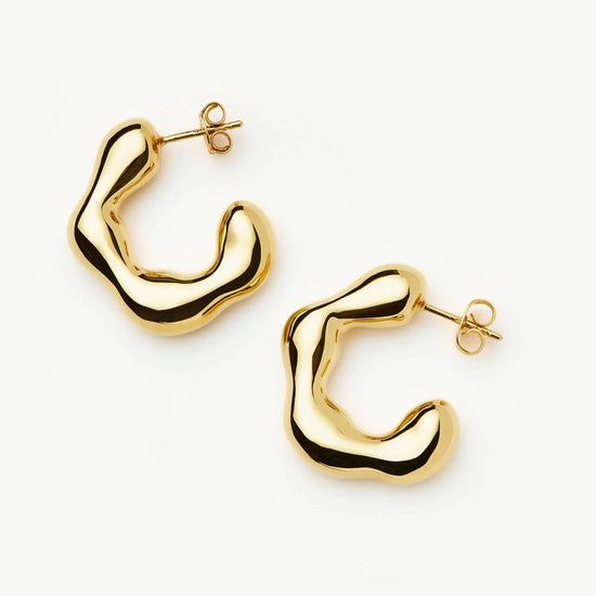 Eny Puffy Medium Hoop Earrings | 18ct Gold Plated Earrings Missoma