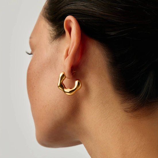 Eny Puffy Medium Hoop Earrings | 18ct Gold Plated Earrings Missoma