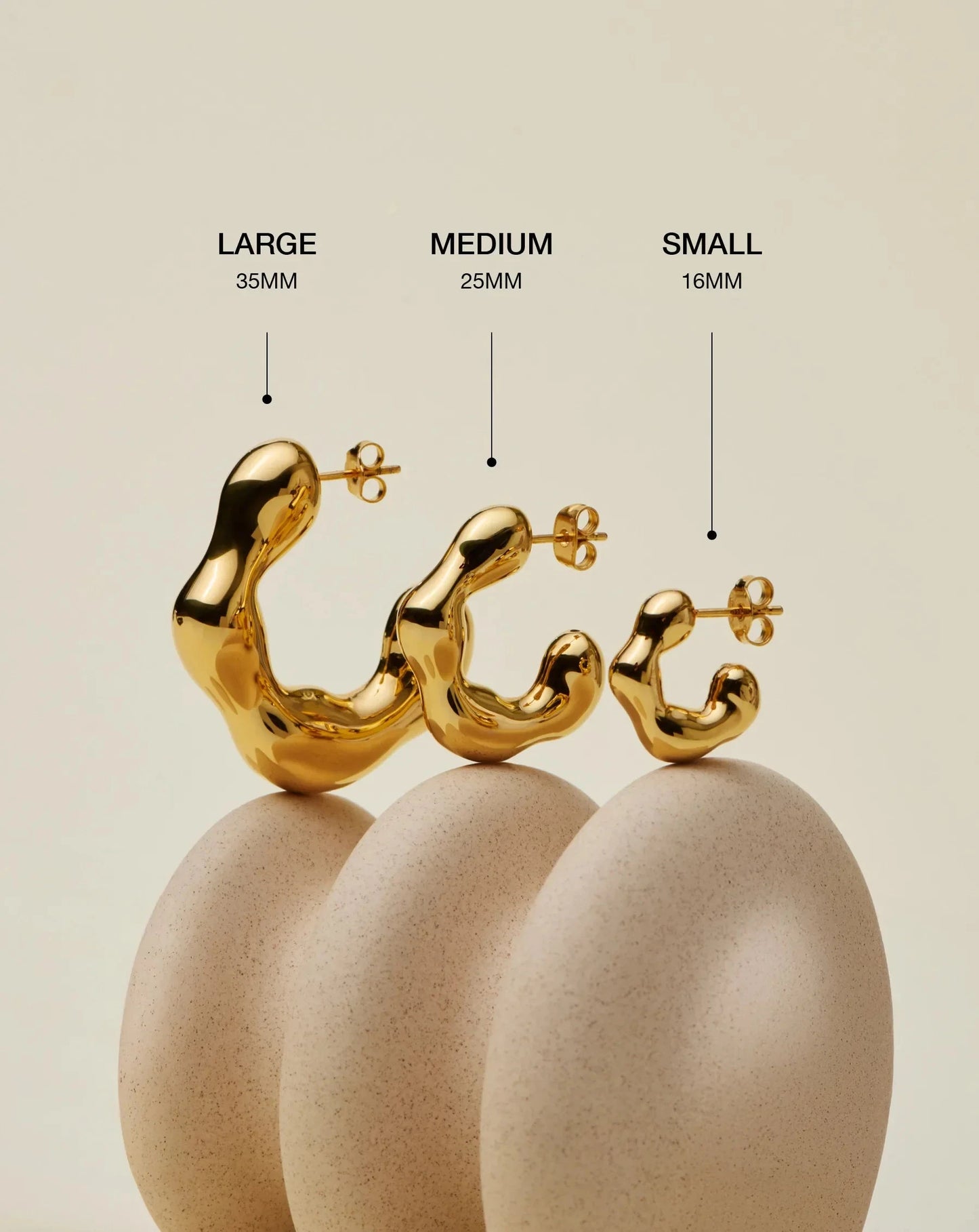 Eny Puffy Small Hoop Earrings | 18ct Gold Plated Earrings Missoma