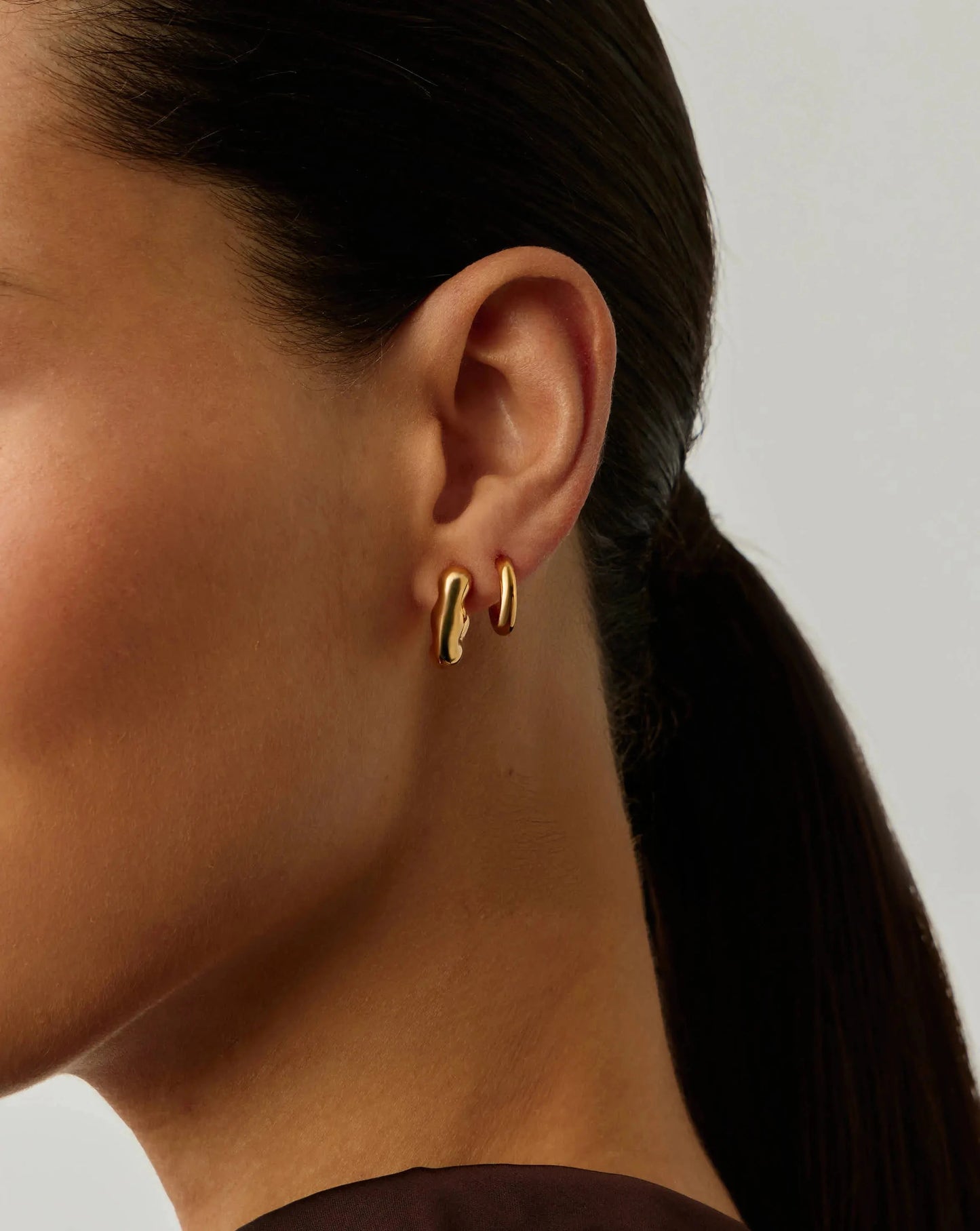 Eny Puffy Small Hoop Earrings | 18ct Gold Plated Earrings Missoma