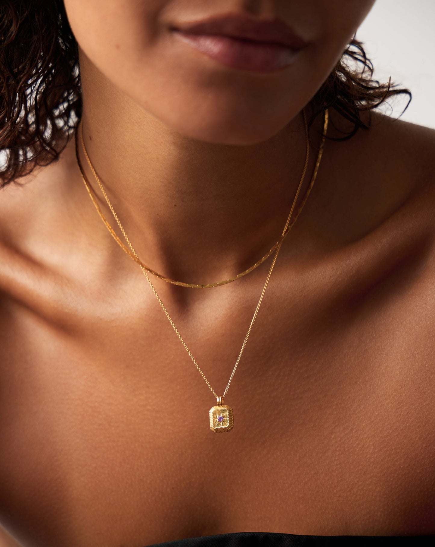 February Birthstone Necklace & Charm Earrings Set | 18ct Gold Vermeil/Amethyst Necklaces Missoma