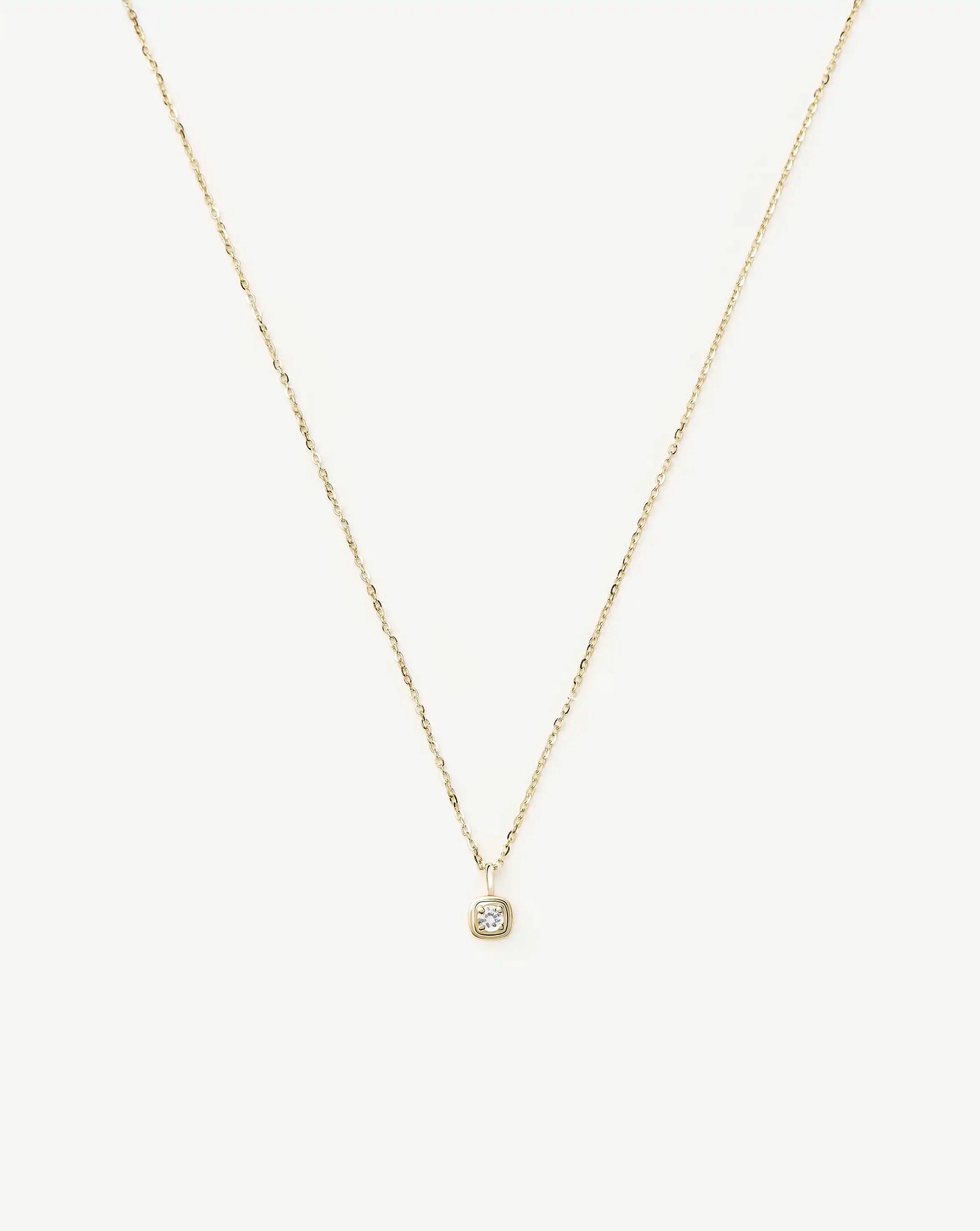 Fine April Birthstone Pendant Necklace | 14ct Solid Gold/White Sapphire Necklace Missoma