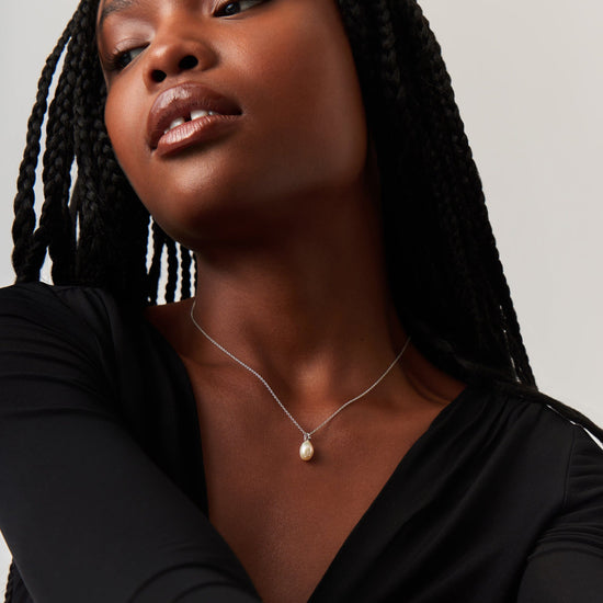 Fine Baroque Pearl Organic Pendant Necklace | 14ct Solid White Gold/Pearl Necklaces Missoma