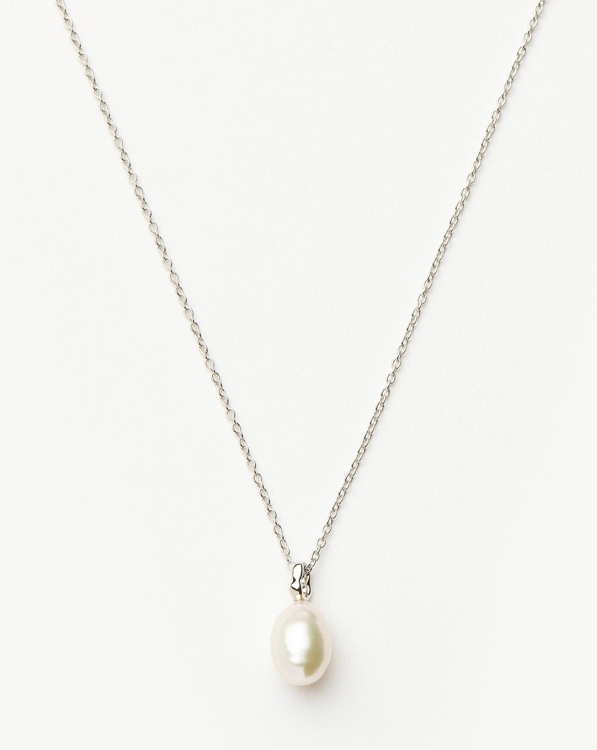 Fine Baroque Pearl Organic Pendant Necklace | 14ct Solid White Gold/Pearl Necklaces Missoma