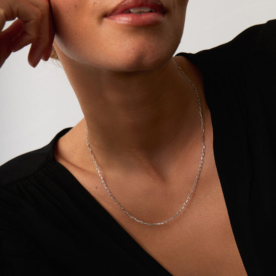 Fine Classic Paperclip Chain Necklace | 14ct Solid White Gold Necklaces Missoma