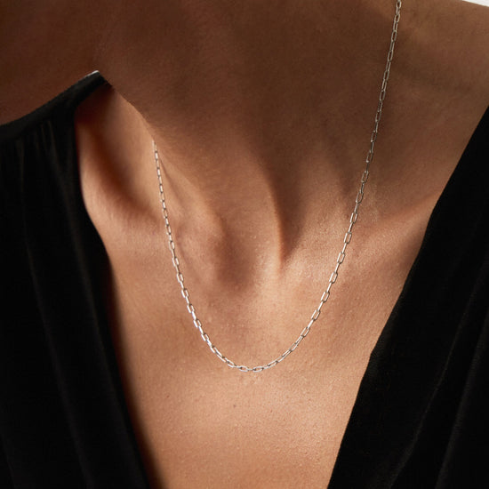 Fine Classic Paperclip Chain Necklace | 14ct Solid White Gold Necklaces Missoma