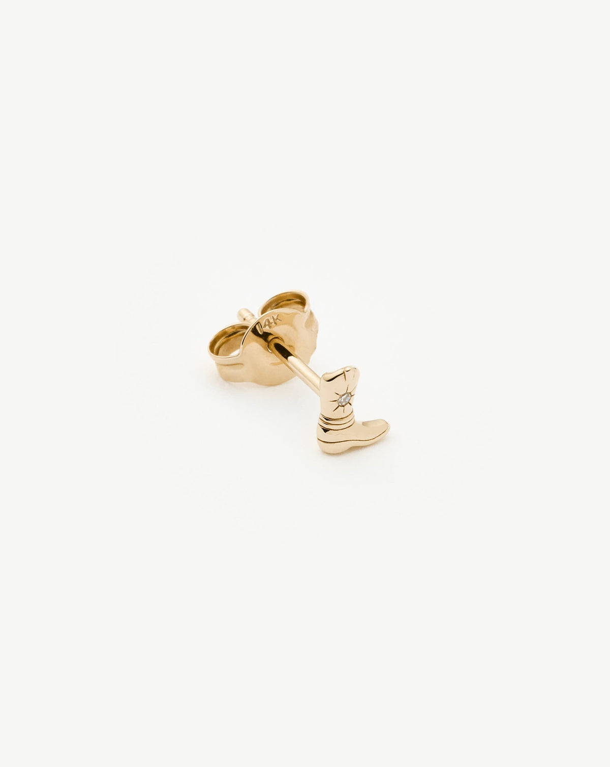 Fine Cowboy Boot Single Stud Earring | 14ct Solid Gold/Diamond Earrings Missoma