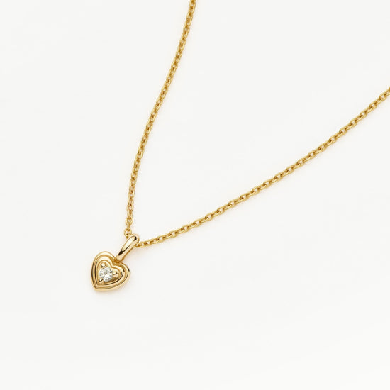 Fine Diamond Heart Mini Pendant Necklace | 14ct solid Gold/Diamond Necklaces Missoma