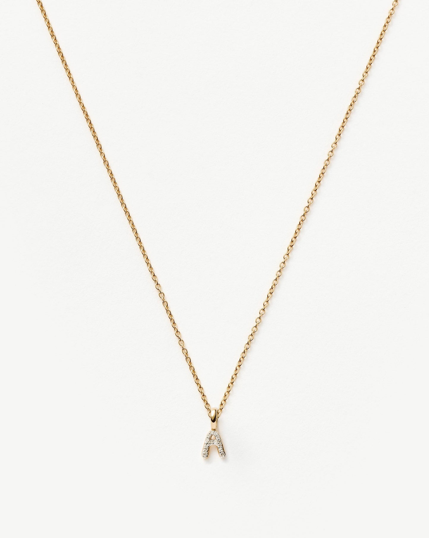 Fine Diamond Initial Mini Pendant Necklace - A | 14ct Solid Yellow Gold Plated/Diamond Necklaces Missoma
