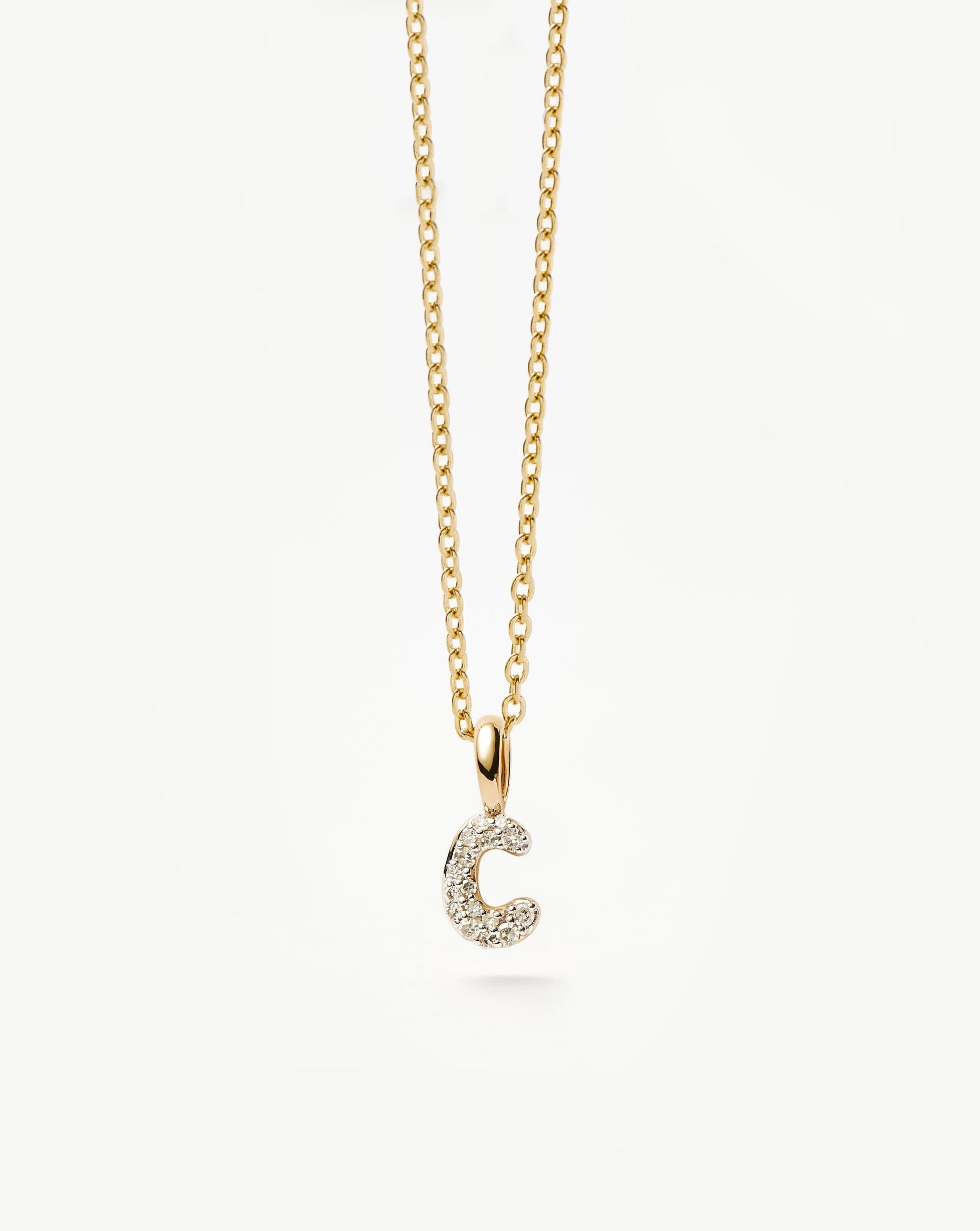 Fine Diamond Initial Mini Pendant Necklace - C| 14ct Solid Yellow Gold Plated/Diamond Necklaces Missoma