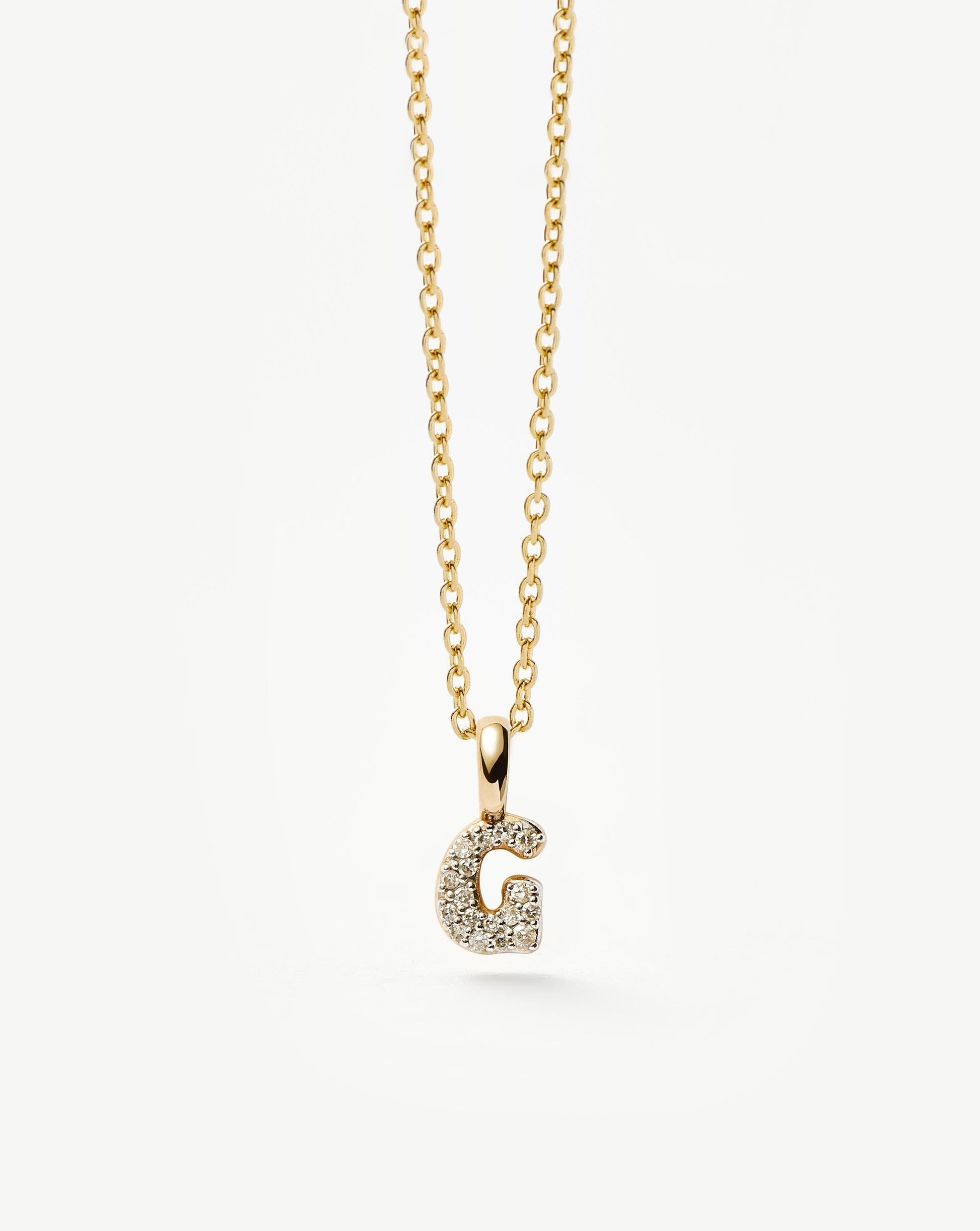 Fine Diamond Initial Mini Pendant Necklace - G | 14ct Solid Yellow Gold Plated/Diamond Necklaces Missoma