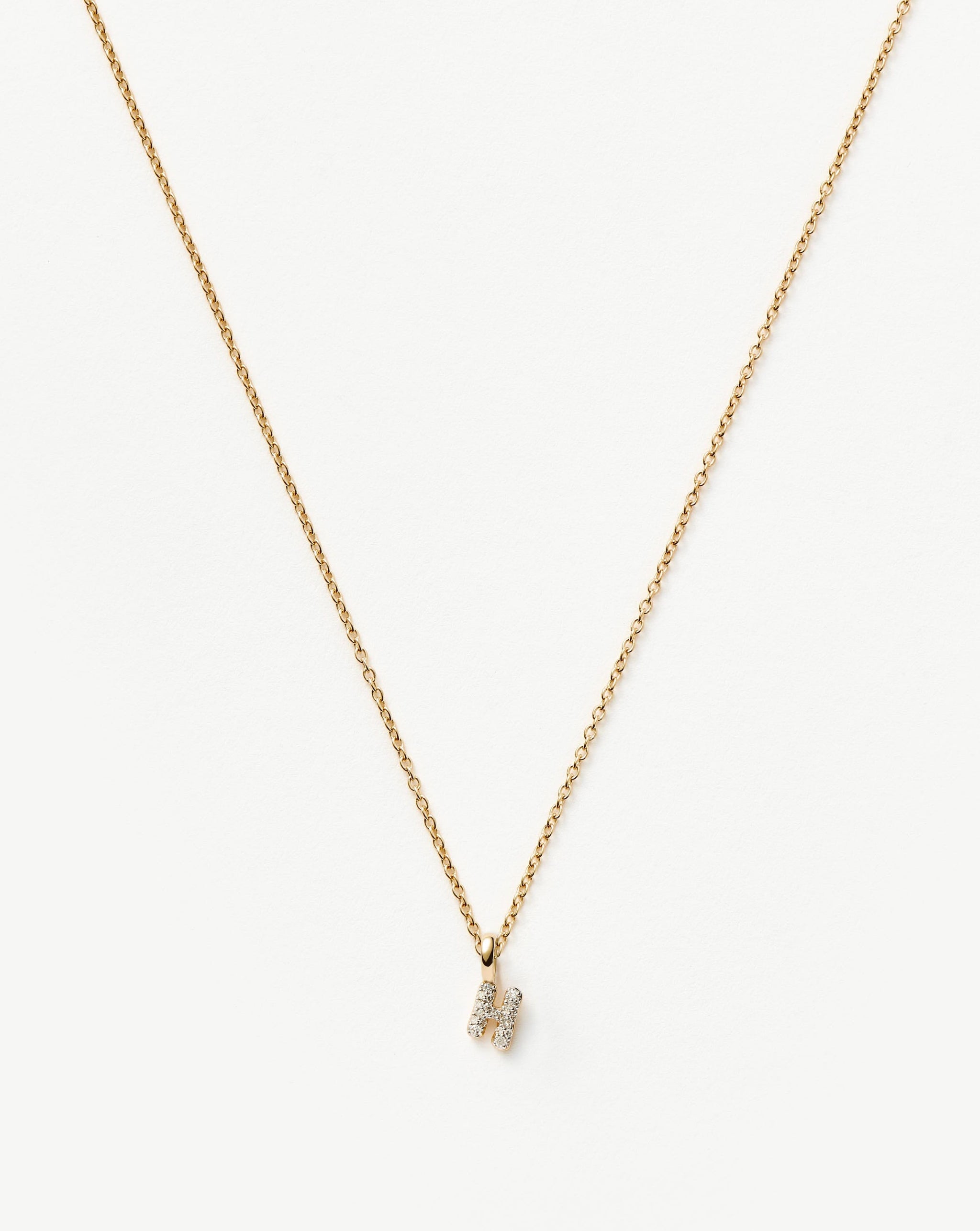 Fine Diamond Initial Mini Pendant Necklace - H | 14ct Solid Yellow Gold Plated/Diamond Necklaces Missoma