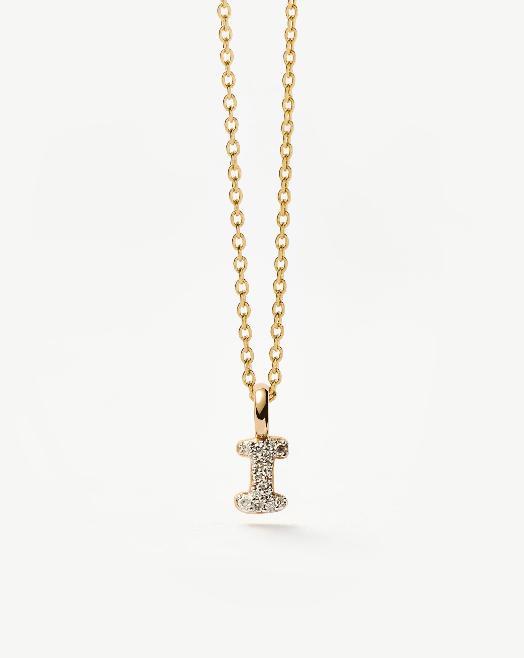 Fine Diamond Initial Mini Pendant Necklace - I | 14ct Solid Yellow Gold Plated/Diamond Necklaces Missoma