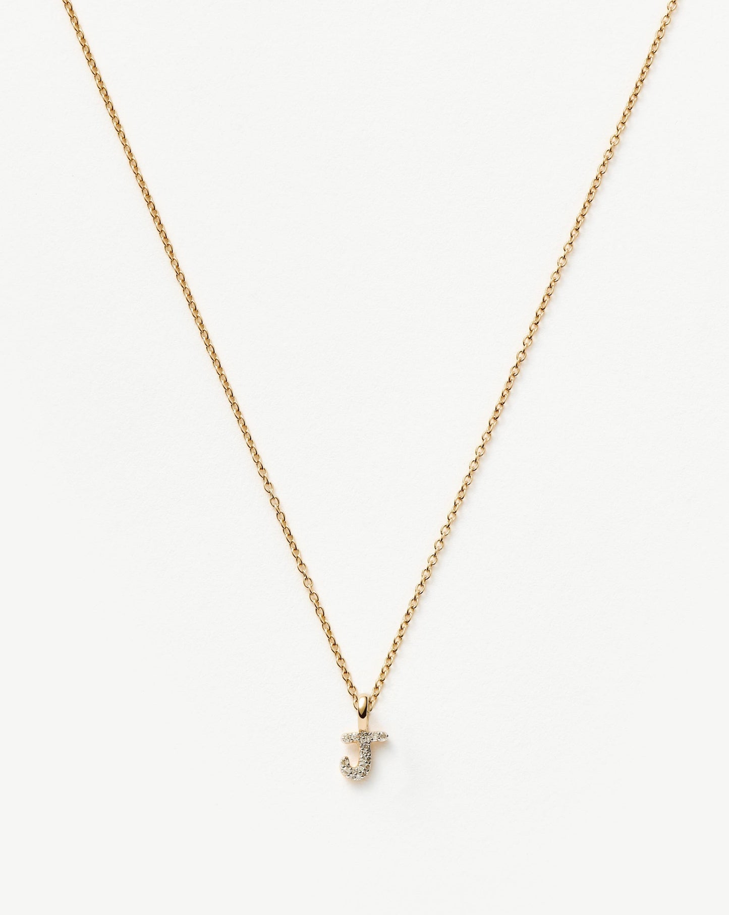 Fine Diamond Initial Mini Pendant Necklace - J | 14ct Solid Yellow Gold Plated/Diamond Necklaces Missoma