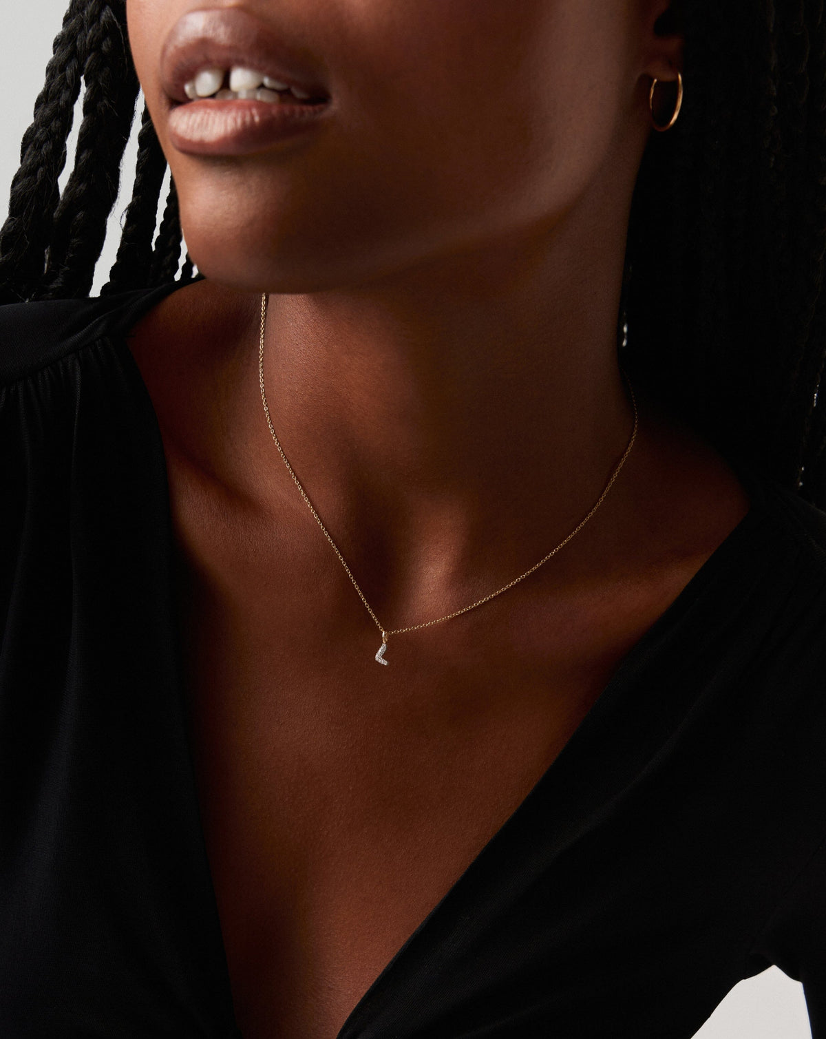 Fine Diamond Initial Mini Pendant Necklace - L | 14ct Solid Yellow Gold Plated/Diamond Necklaces Missoma