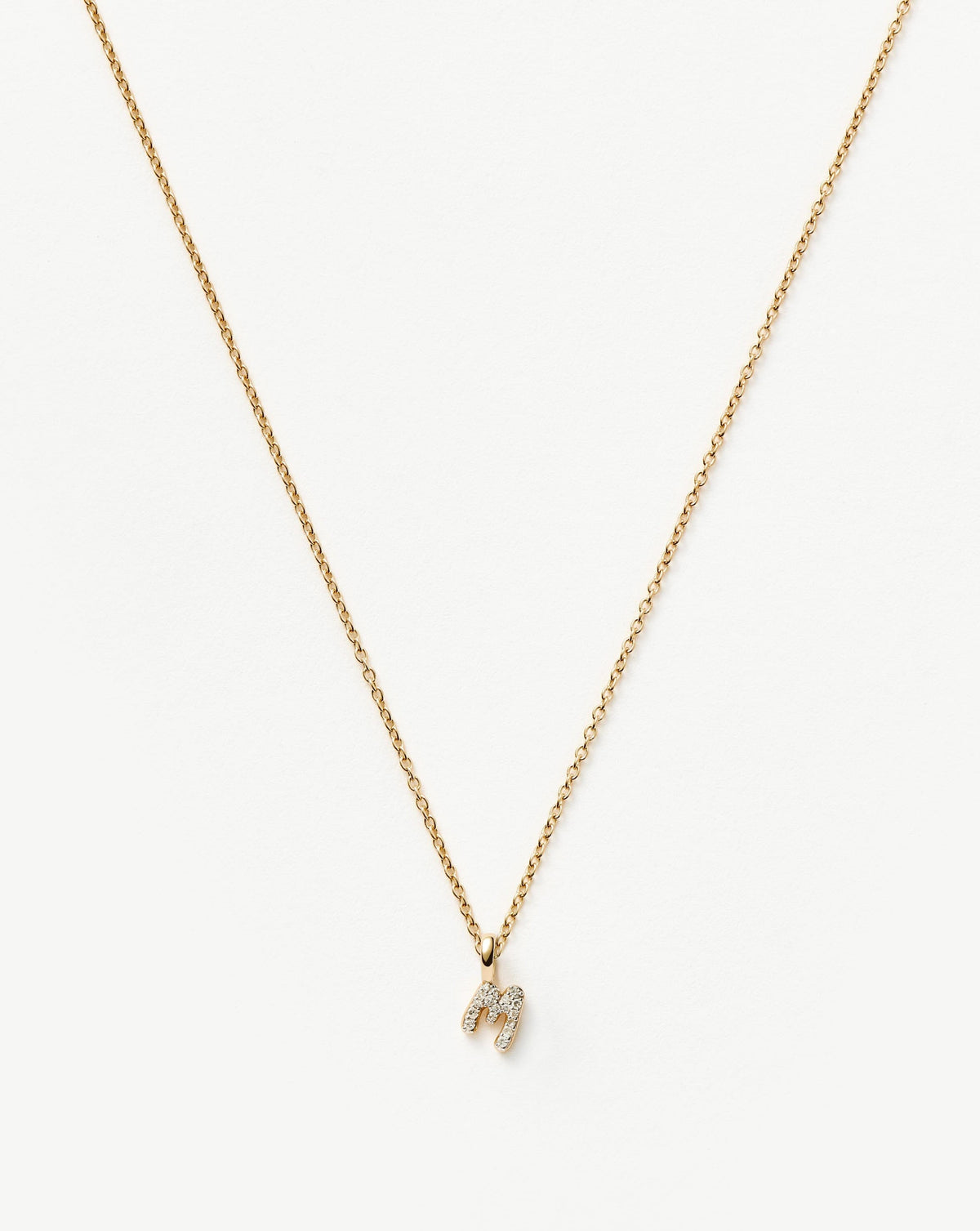 Fine Diamond Initial Mini Pendant Necklace - M | 14ct Solid Yellow Gold Plated/Diamond Necklaces Missoma