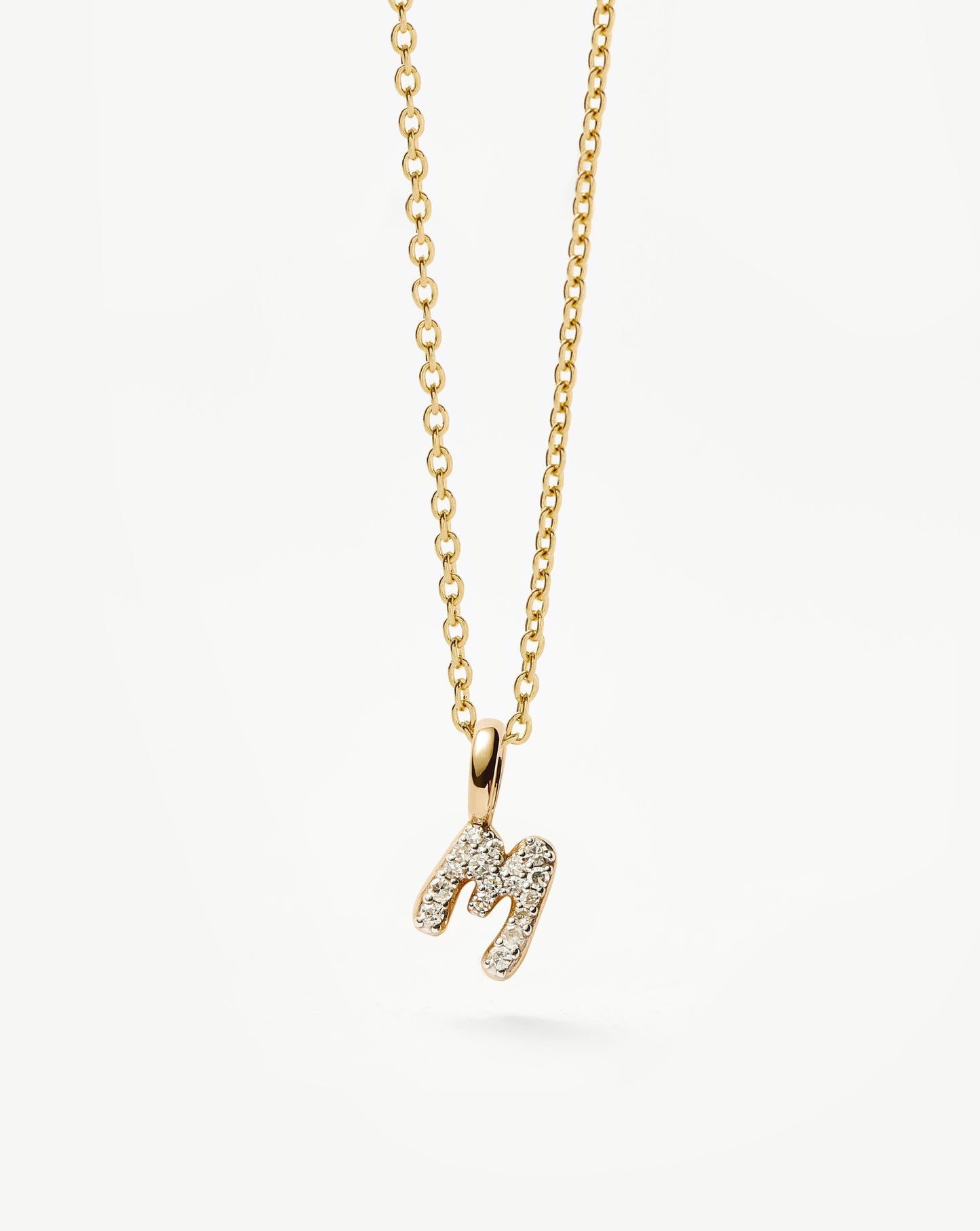 Fine Diamond Initial Mini Pendant Necklace - M | 14ct Solid Yellow Gold Plated/Diamond Necklaces Missoma