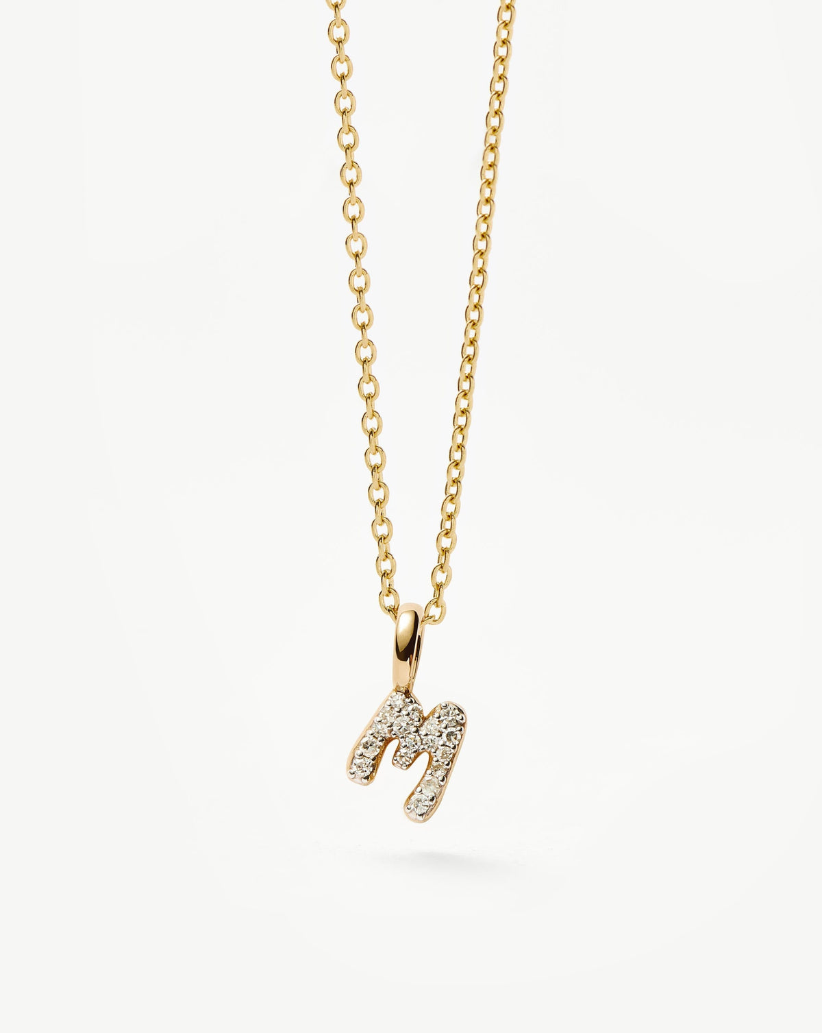 Fine Diamond Initial Mini Pendant Necklace - M | 14ct Solid Yellow Gold Plated/Diamond Necklaces Missoma
