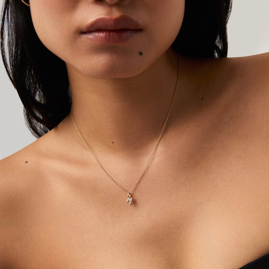 Fine Diamond Initial Mini Pendant Necklace - M | 14ct Solid Yellow Gold Plated/Diamond Necklaces Missoma