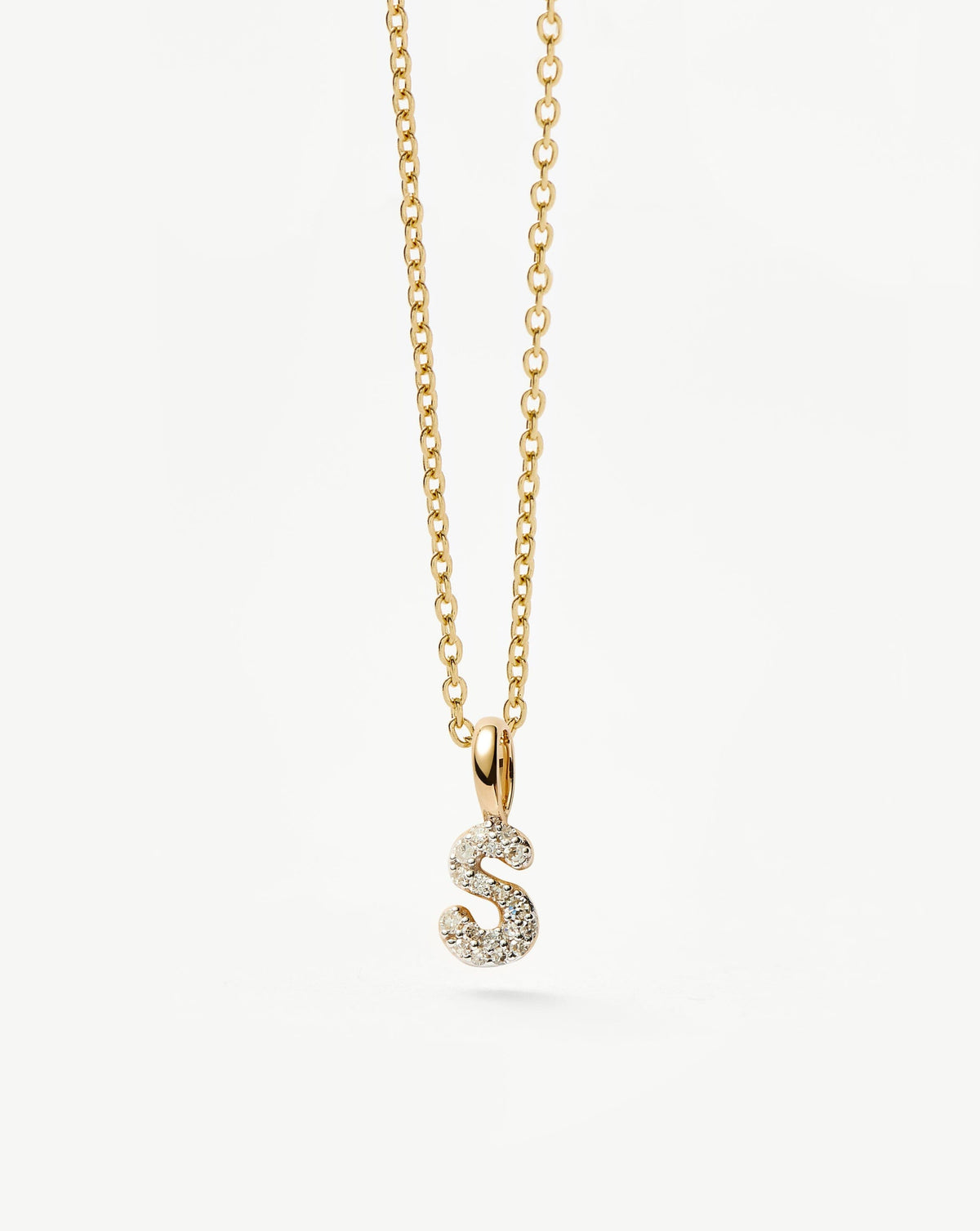 Fine Diamond Initial Mini Pendant Necklace - S | 14ct Solid Yellow Gold Plated/Diamond Necklaces Missoma