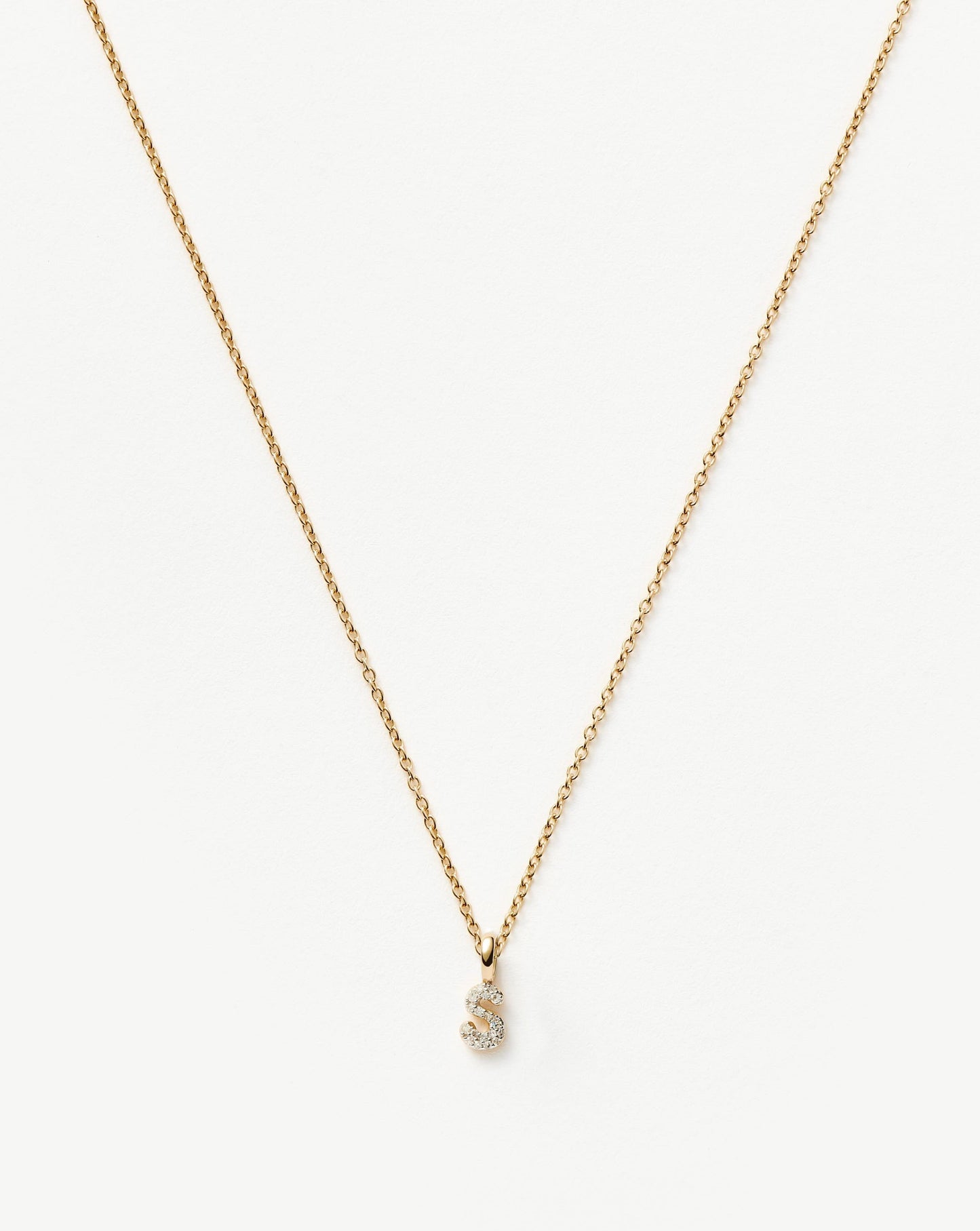 Fine Diamond Initial Mini Pendant Necklace - S | 14ct Solid Yellow Gold Plated/Diamond Necklaces Missoma