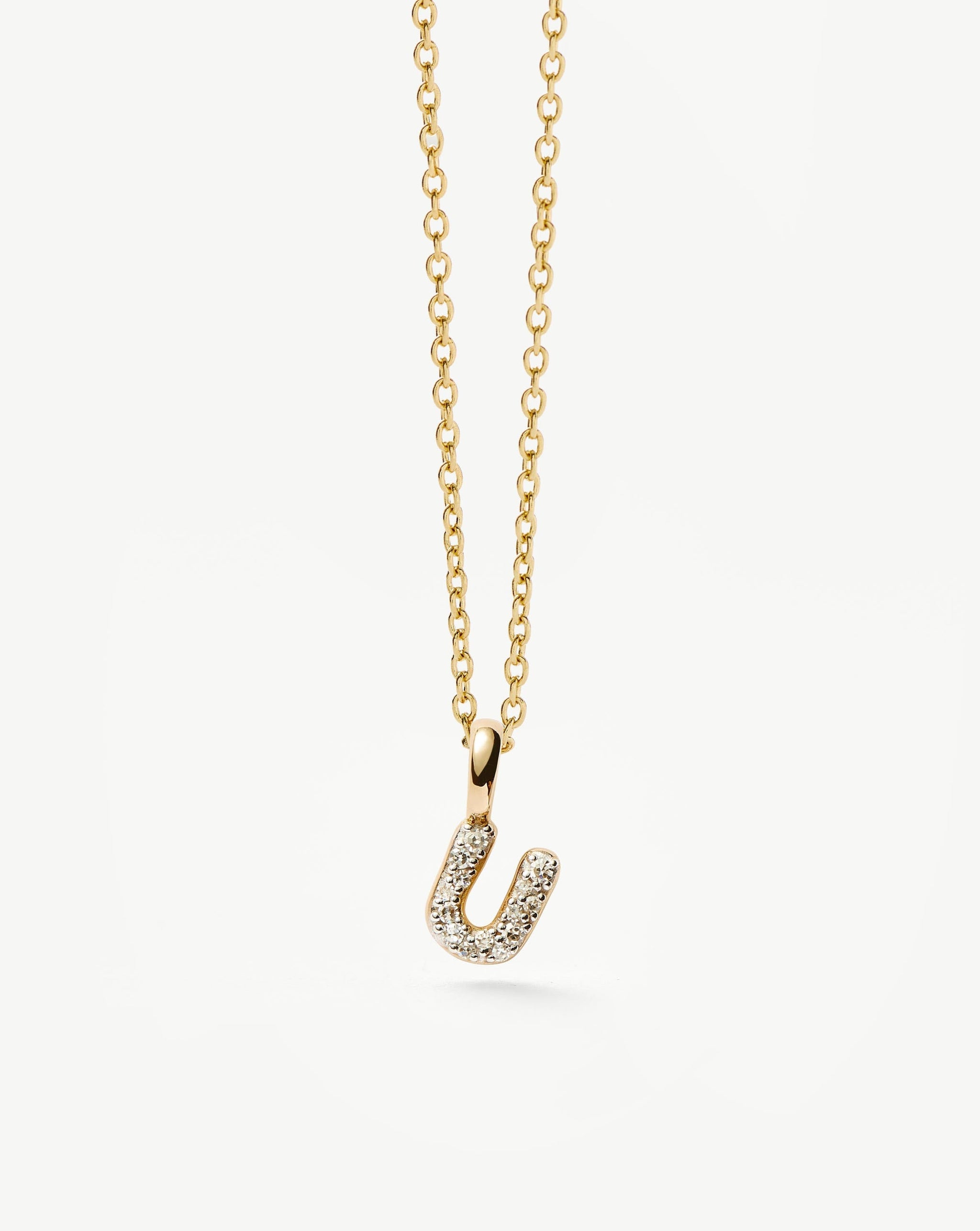 Fine Diamond Initial Mini Pendant Necklace - U | 14ct Solid Yellow Gold Plated/Diamond Necklaces Missoma