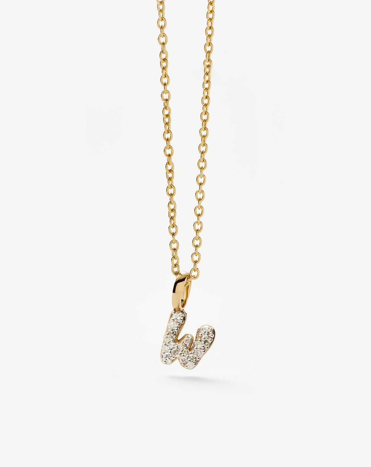 Fine Diamond Initial Mini Pendant Necklace - W | 14ct Solid Yellow Gold Plated/Diamond Necklaces Missoma