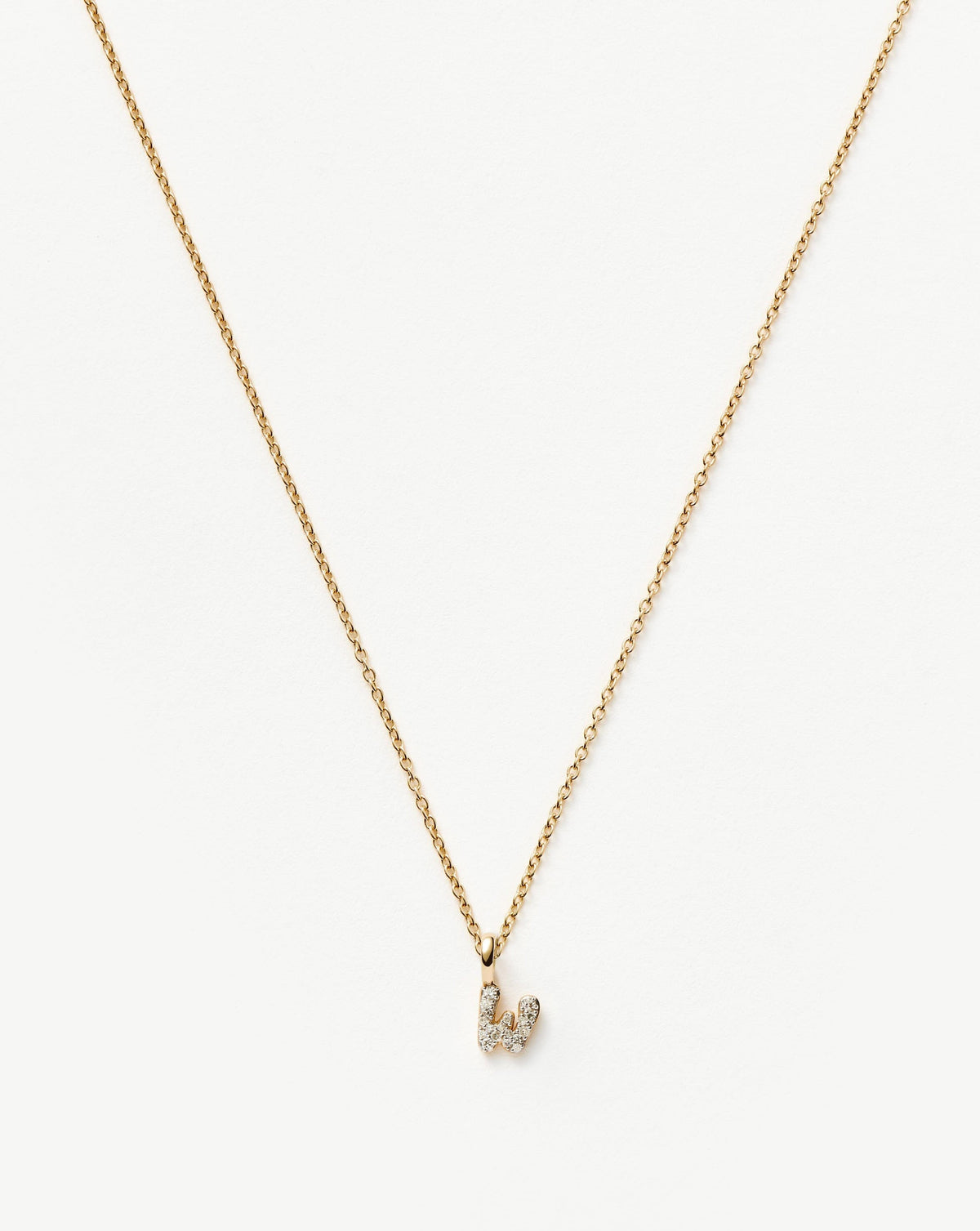 Fine Diamond Initial Mini Pendant Necklace - W | 14ct Solid Yellow Gold Plated/Diamond Necklaces Missoma