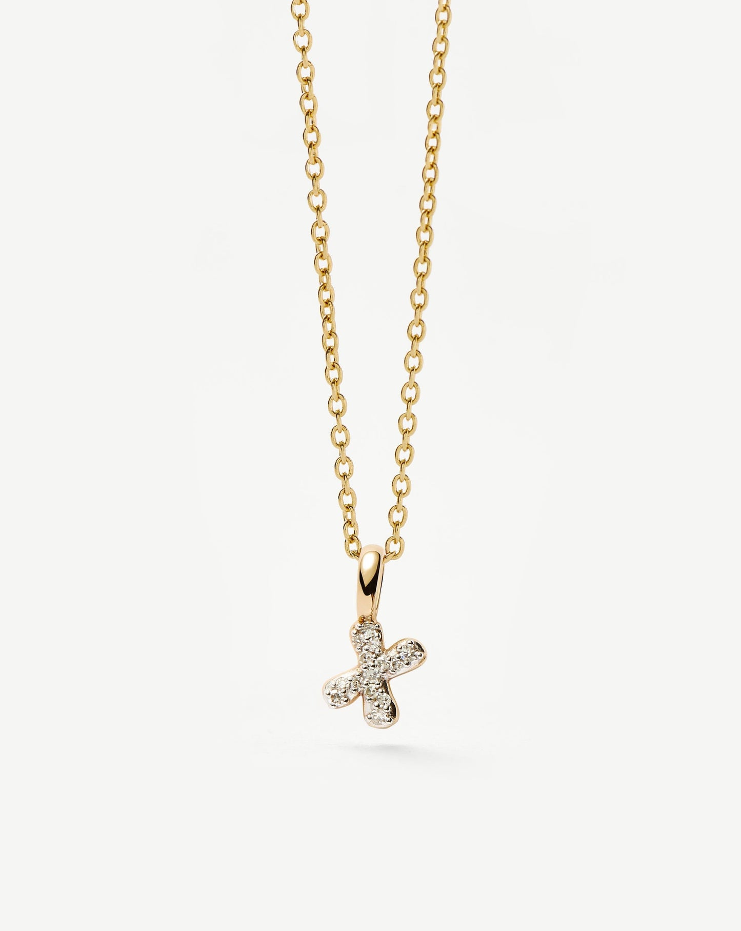 Fine Diamond Initial Mini Pendant Necklace - X | 14ct Solid Yellow Gold Plated/Diamond Necklaces Missoma