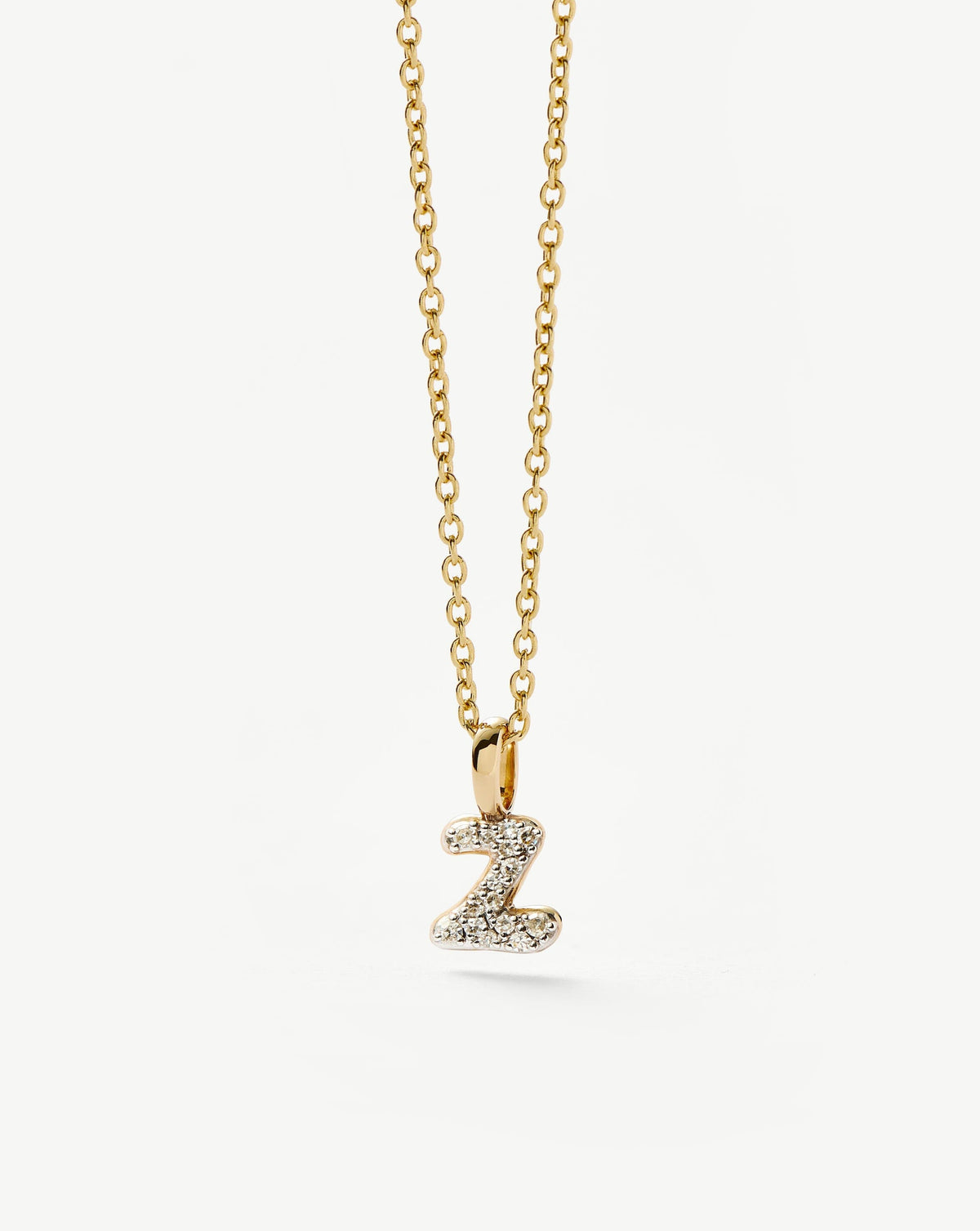 Fine Diamond Initial Mini Pendant Necklace - Z | 14ct Solid Yellow Gold Plated/Diamond Necklaces Missoma