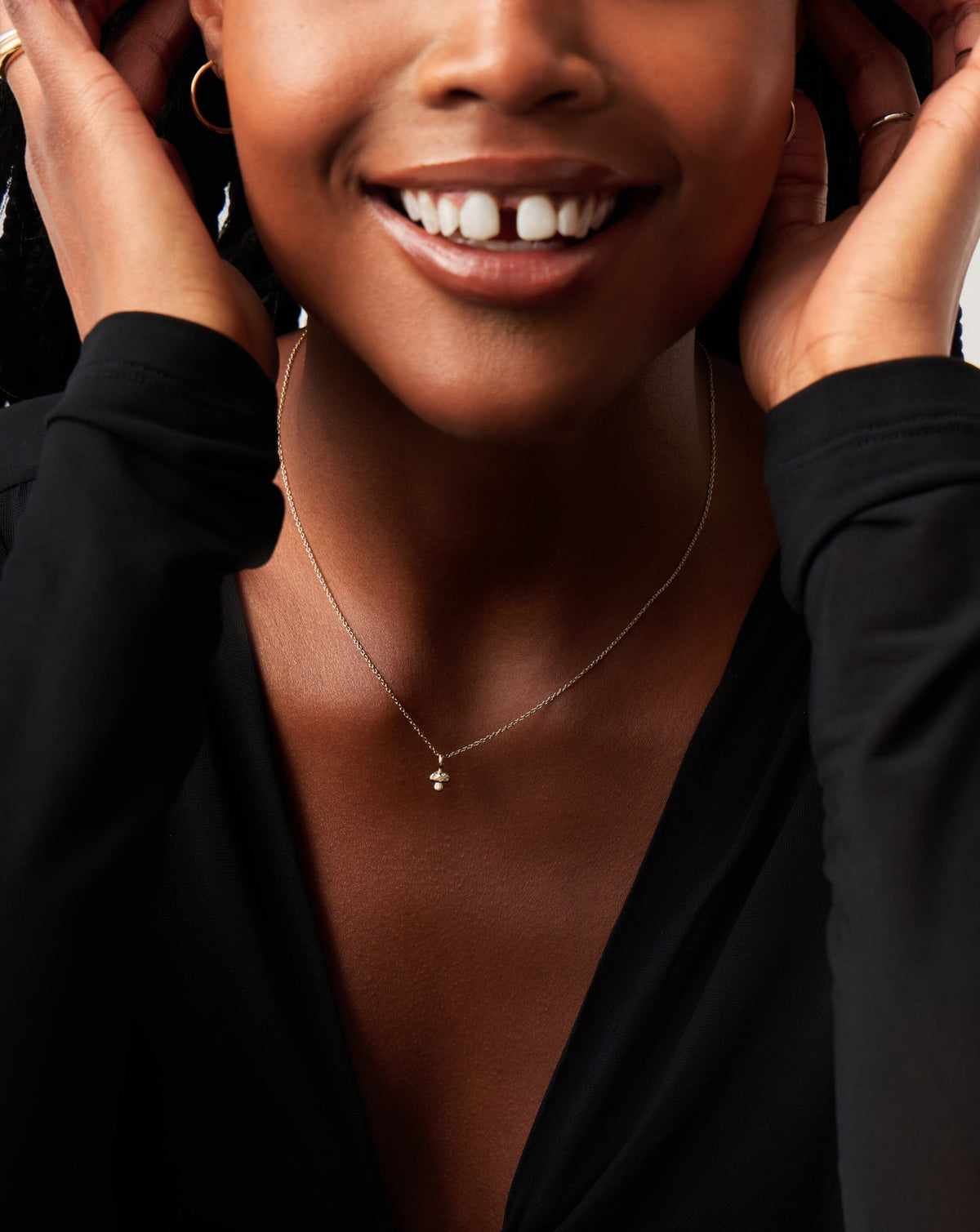Fine Diamond Mushroom Mini Pendant Necklace | 14ct Solid Gold/Diamond Necklaces Missoma