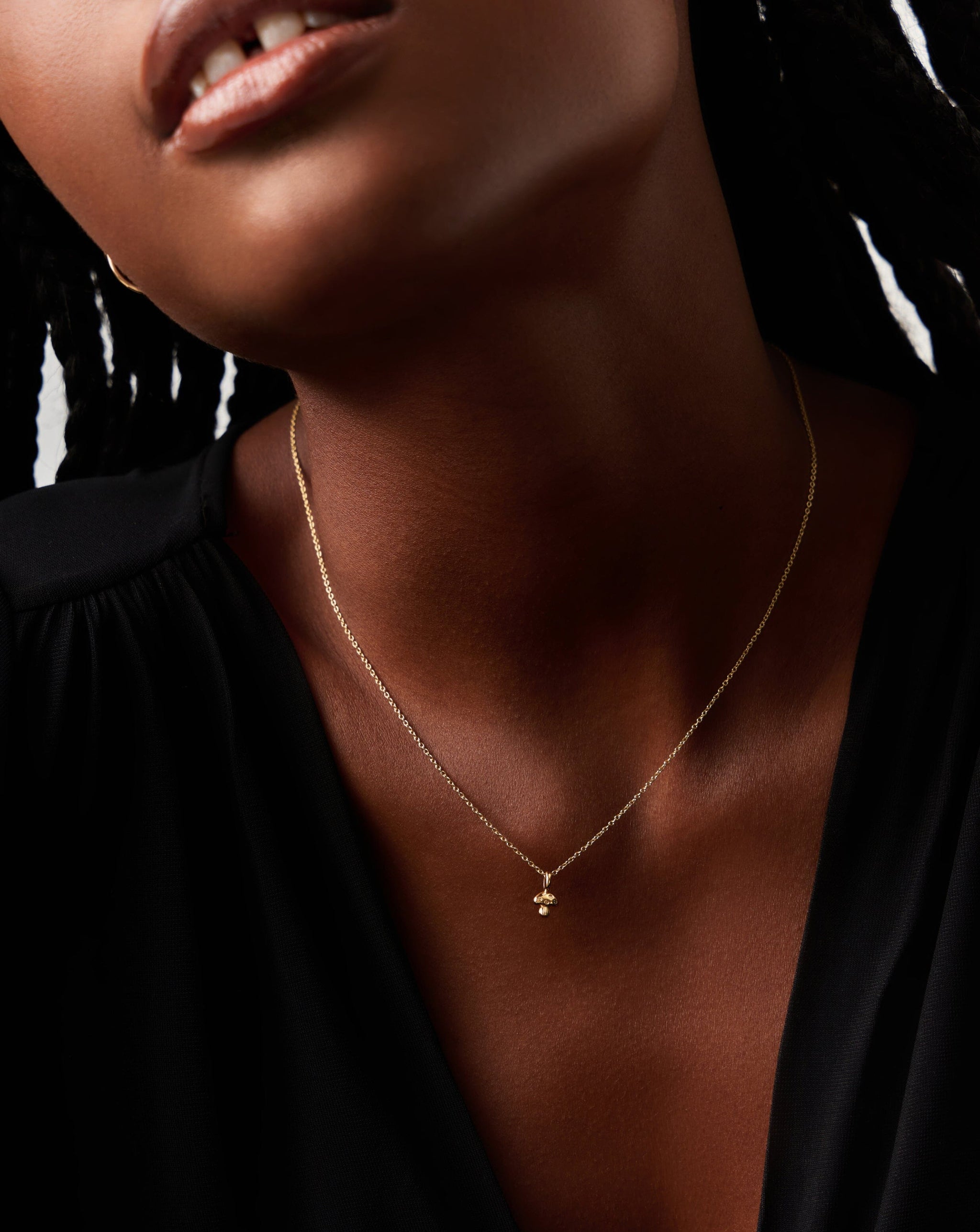 Fine Diamond Mushroom Mini Pendant Necklace | 14ct Solid Gold/Diamond Necklaces Missoma