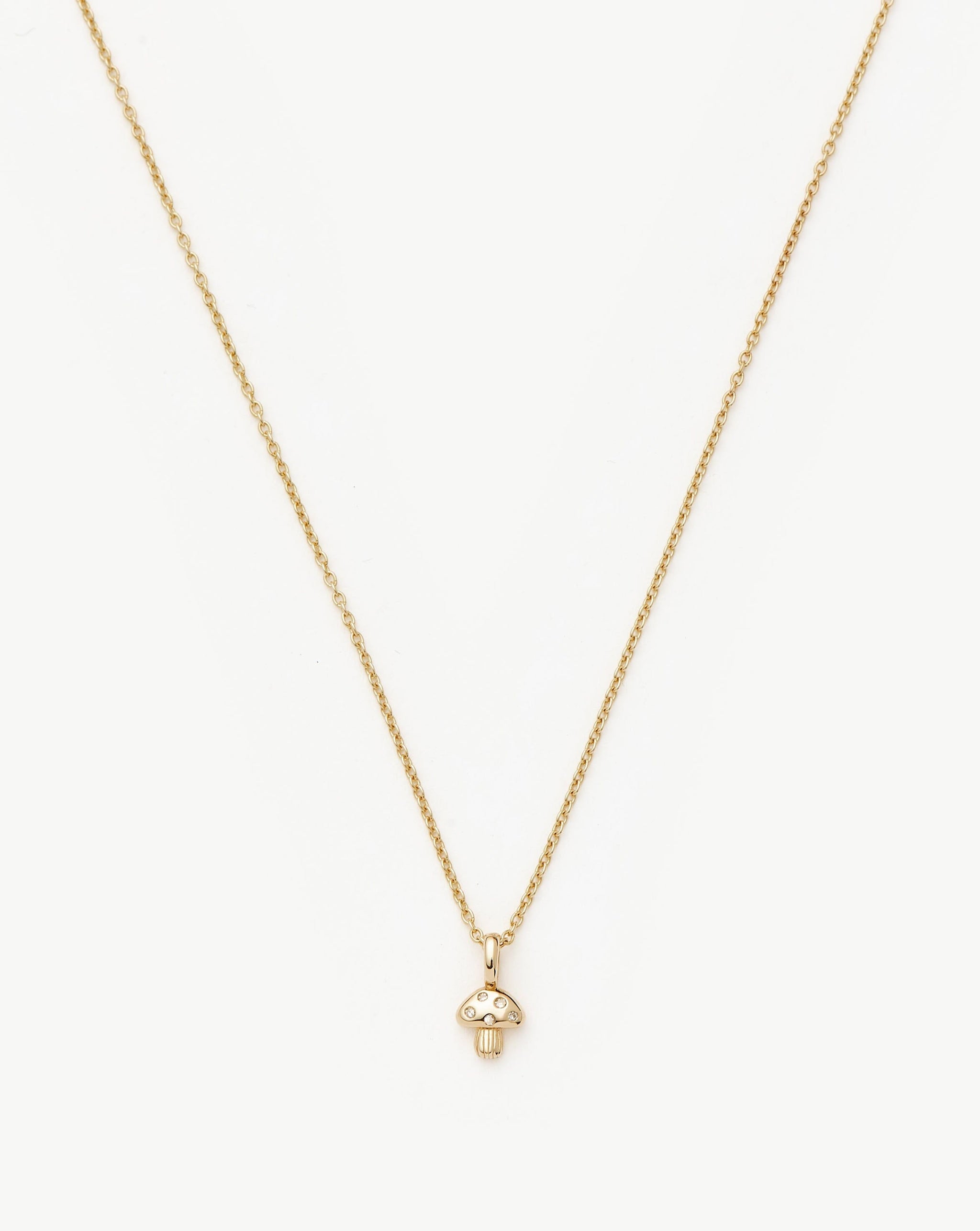 Fine Diamond Mushroom Mini Pendant Necklace | 14ct Solid Gold/Diamond Necklaces Missoma