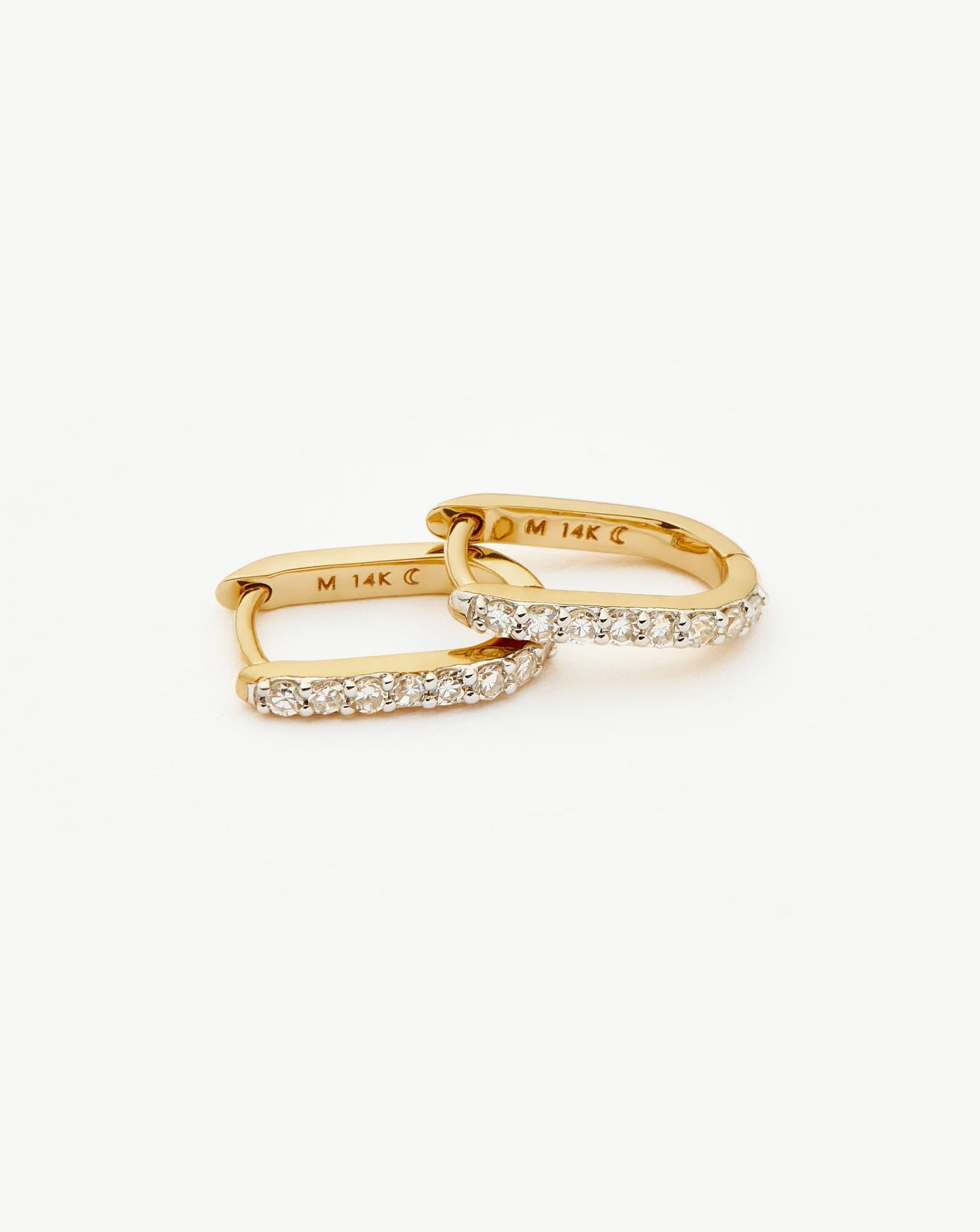 Fine Diamond Ovate Mini Hoop Earrings | 14ct Solid Gold/Diamond Earrings Missoma