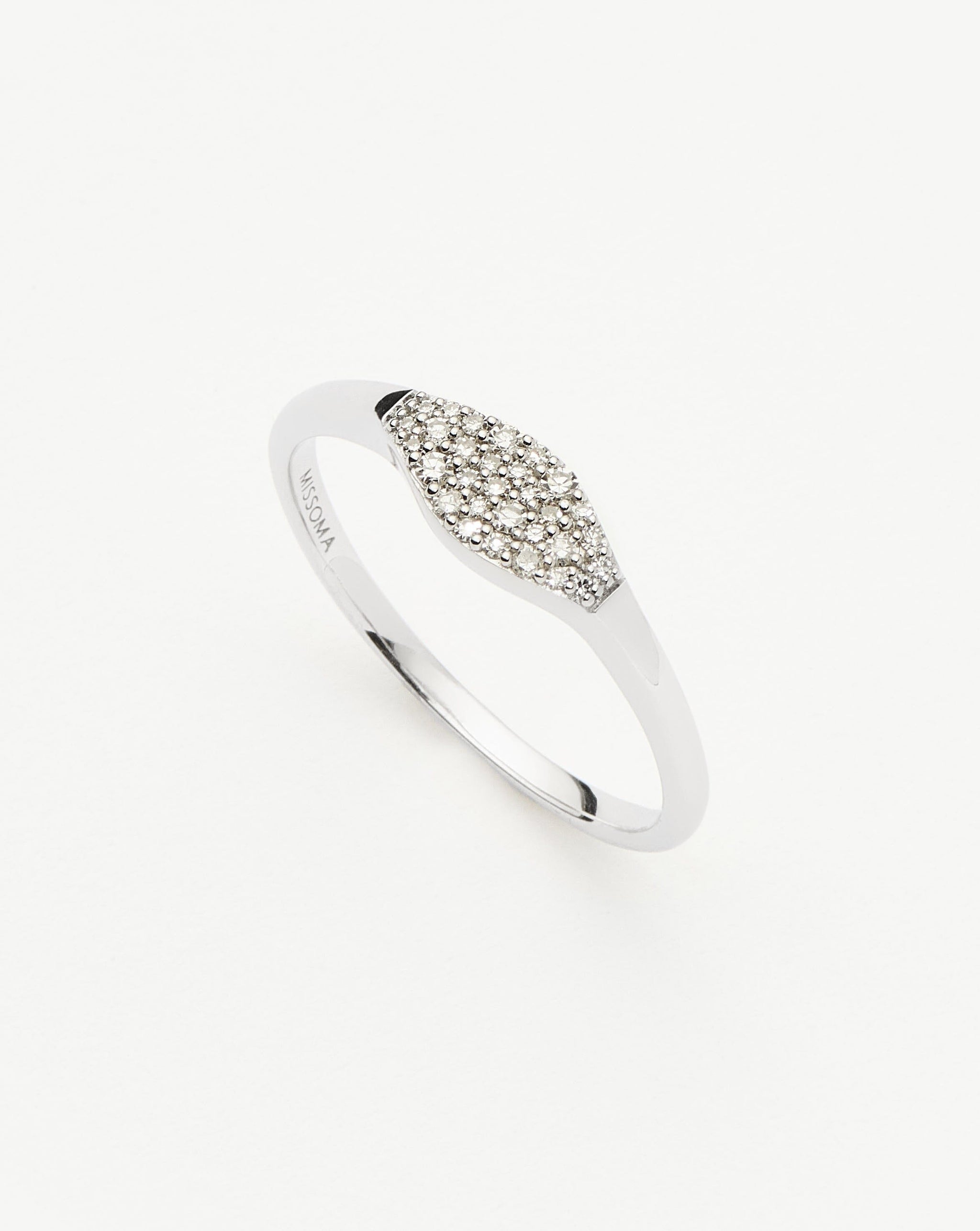 Fine Diamond Signet Ring | 14ct Solid White Gold/Diamond Rings Missoma