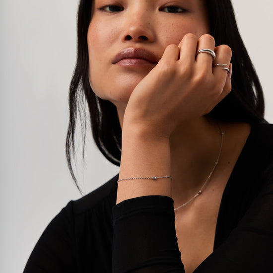 Fine Diamond Solitaire Bracelet | 14ct Solid White Gold/Diamond Bracelets Missoma