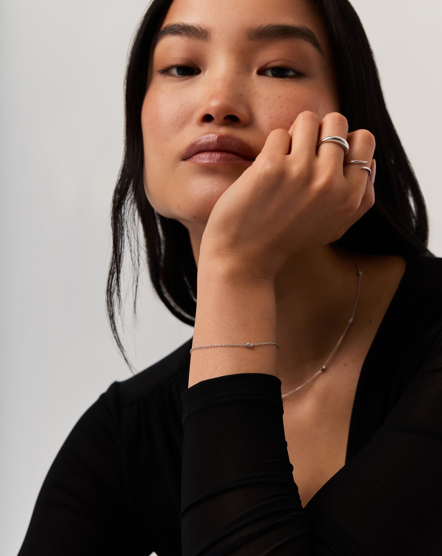 Fine Diamond Solitaire Bracelet | 14ct Solid White Gold/Diamond Bracelets Missoma