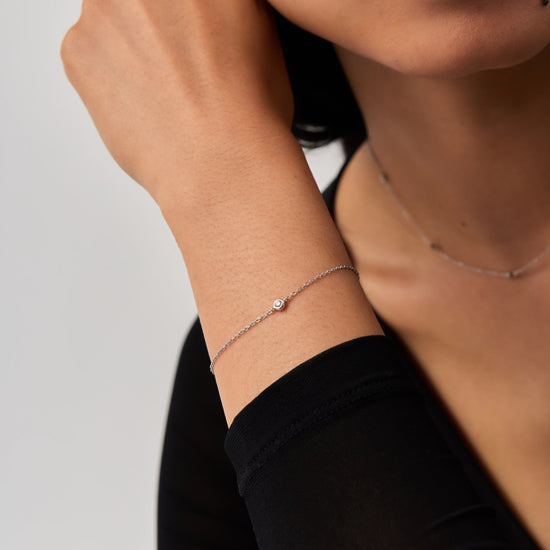 Fine Diamond Solitaire Bracelet | 14ct Solid White Gold/Diamond Bracelets Missoma