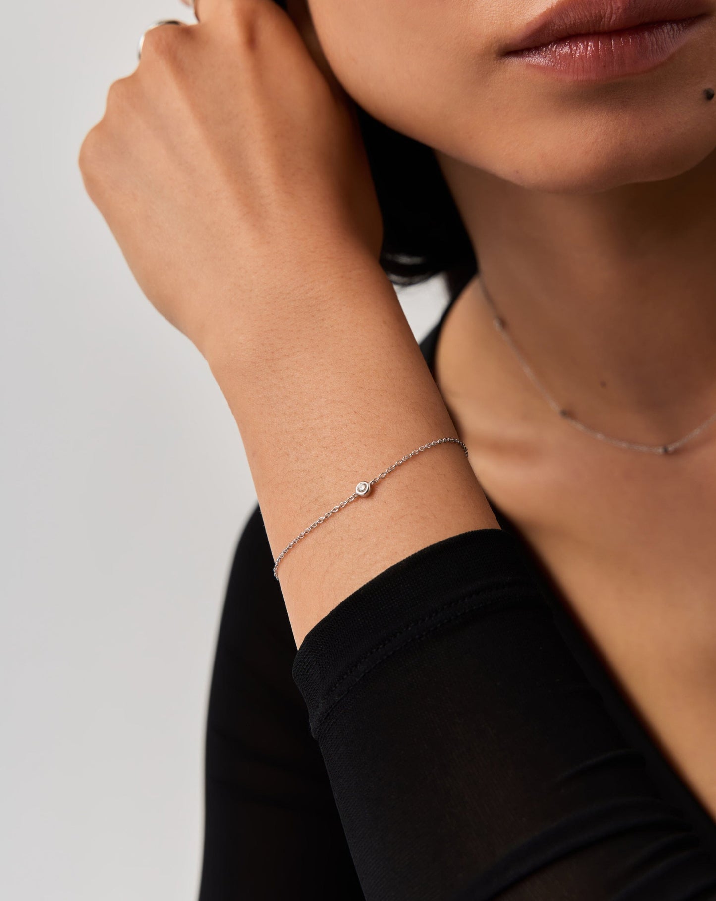 Fine Diamond Solitaire Bracelet | 14ct Solid White Gold/Diamond Bracelets Missoma