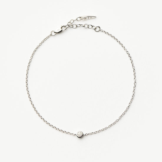 Fine Diamond Solitaire Bracelet | 14ct Solid White Gold/Diamond Bracelets Missoma