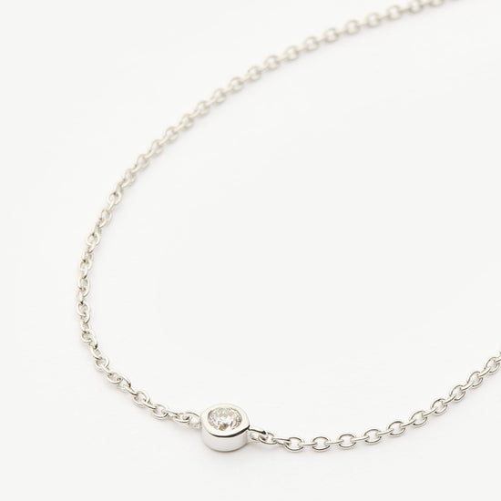 Fine Diamond Solitaire Bracelet | 14ct Solid White Gold/Diamond Bracelets Missoma