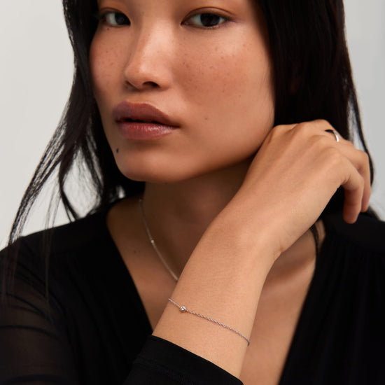 Fine Diamond Solitaire Bracelet | 14ct Solid White Gold/Diamond Bracelets Missoma