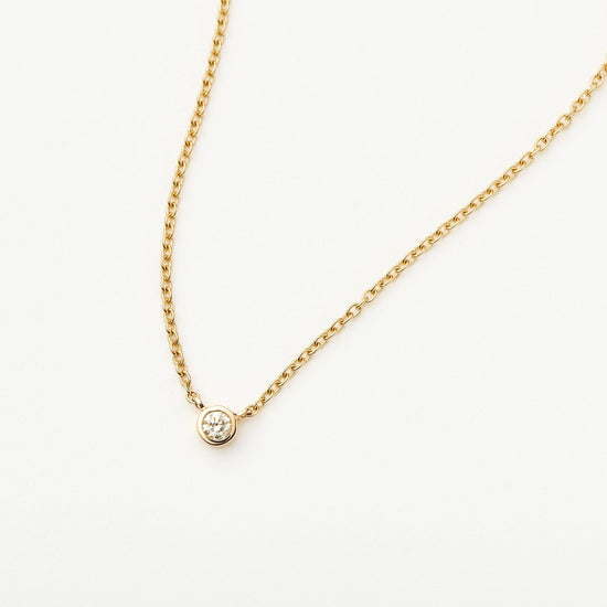 Fine Diamond Solitaire Pendant Necklace | 14ct Solid Gold/Diamond Necklaces Missoma