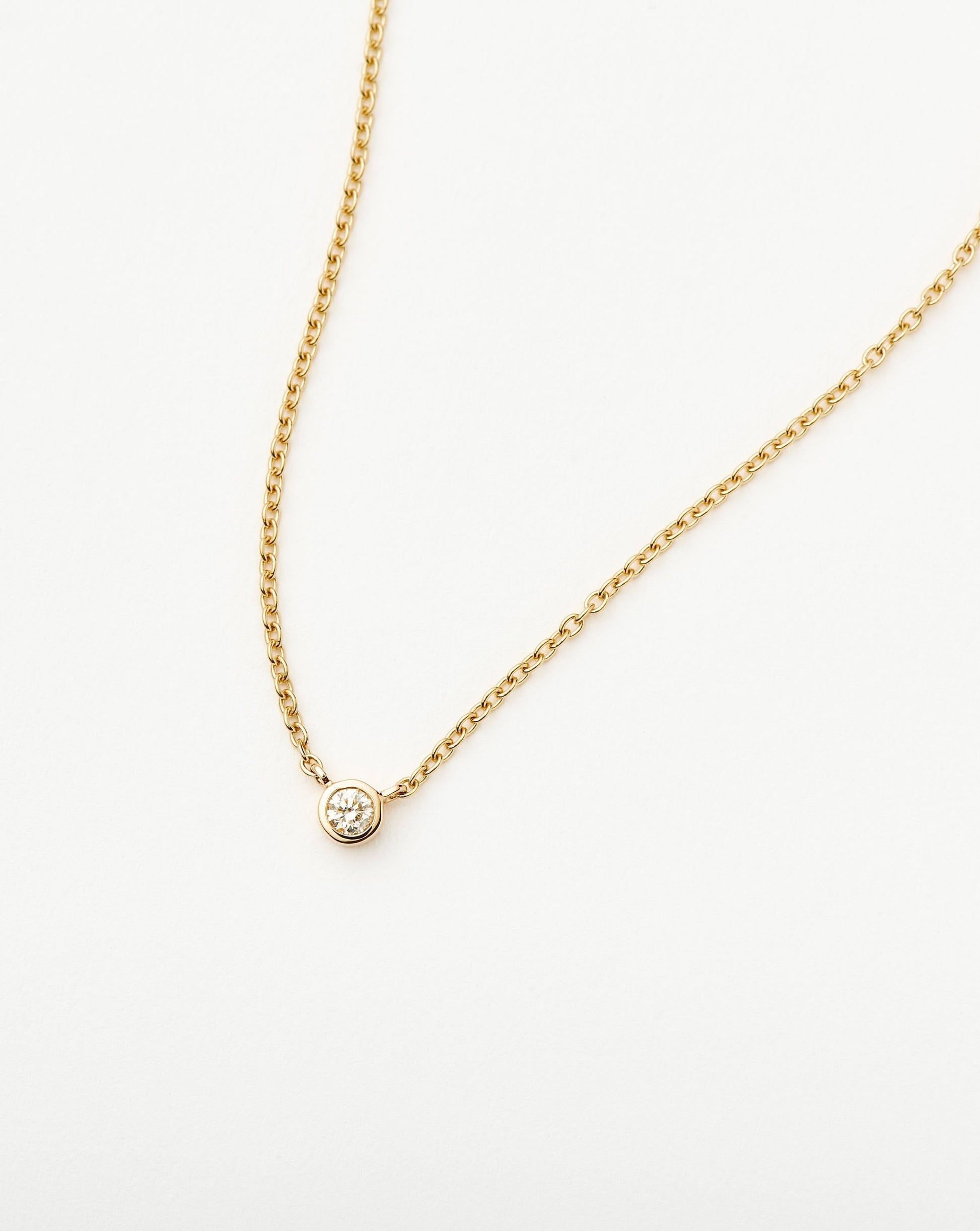 Fine Diamond Solitaire Pendant Necklace | 14ct Solid Gold/Diamond Necklaces Missoma