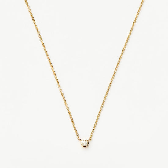 Fine Diamond Solitaire Pendant Necklace | 14ct Solid Gold/Diamond Necklaces Missoma