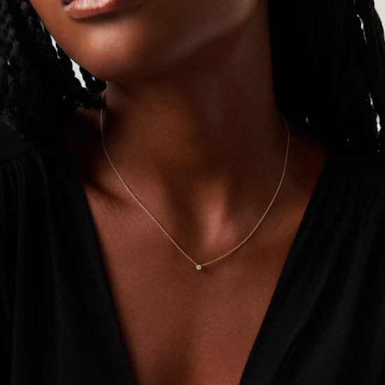 Fine Diamond Solitaire Pendant Necklace | 14ct Solid Gold/Diamond Necklaces Missoma